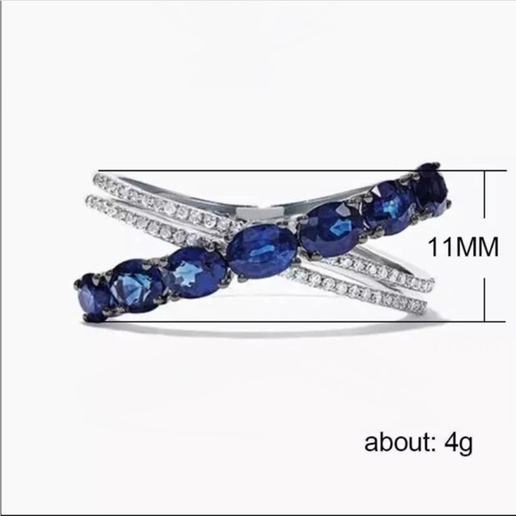 New Beautiful 925 Silver Sapphire Ring - Picture 5 of 6